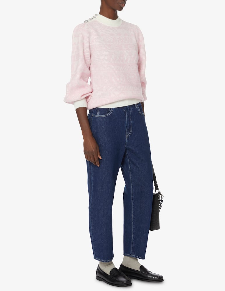 rinascente Ganni Crewneck jumper with logo print - Pink