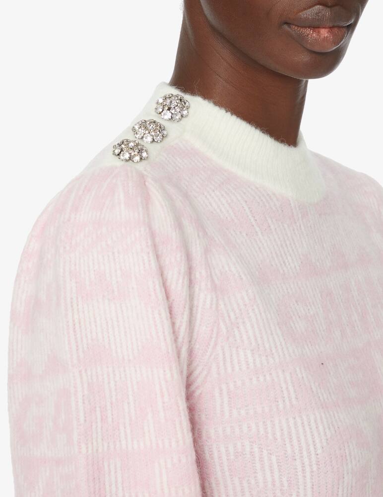 rinascente Ganni Crewneck jumper with logo print - Pink