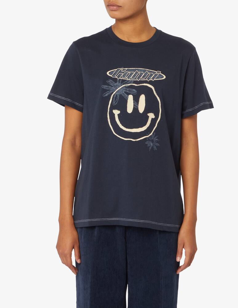 Ganni Smile Angel cotton t-shirt - Blue - picture 1 Ganni Smile Angel cotton t-shirt - Blue - picture 1
