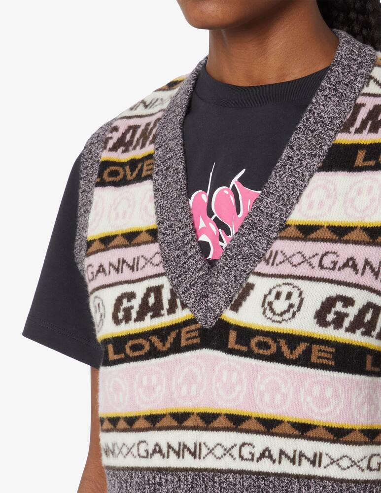 rinascente Ganni Graphic v-neck vest