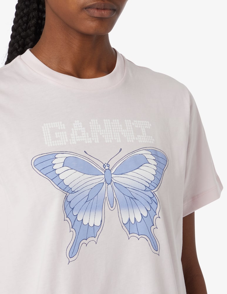rinascente Ganni T-shirt logo butterfly - White