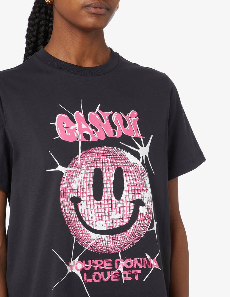 rinascente Ganni T-shirt over smile logo - Grey