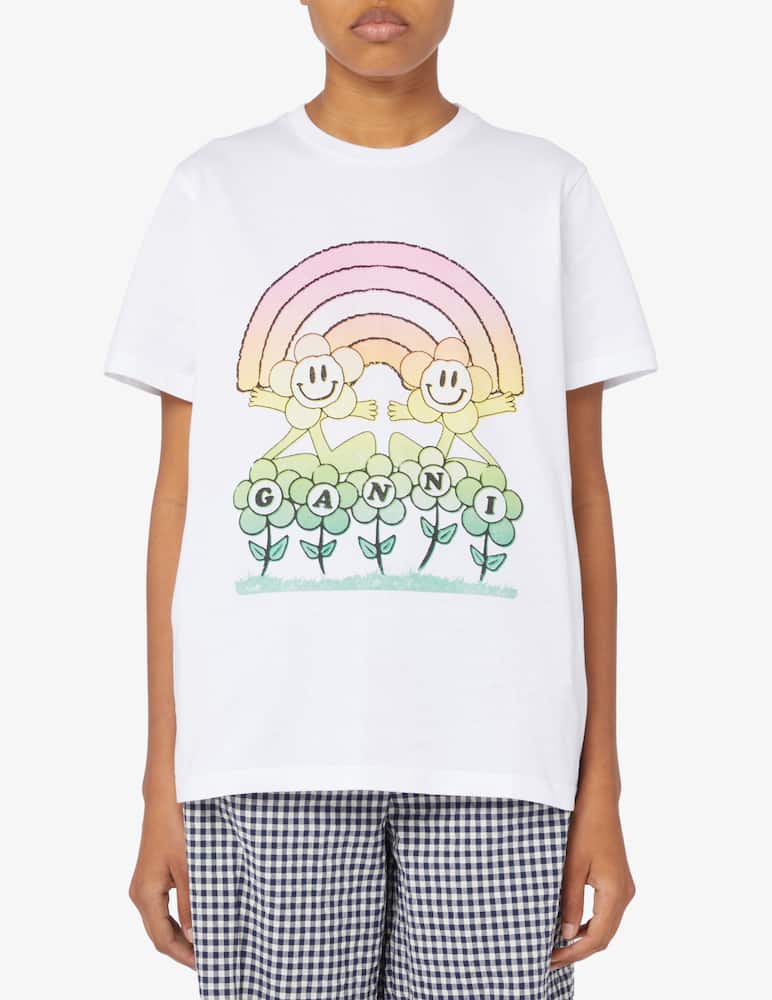 Ganni T-shirt logo rainbow flower - picture 1 Ganni T-shirt logo rainbow flower - picture 1