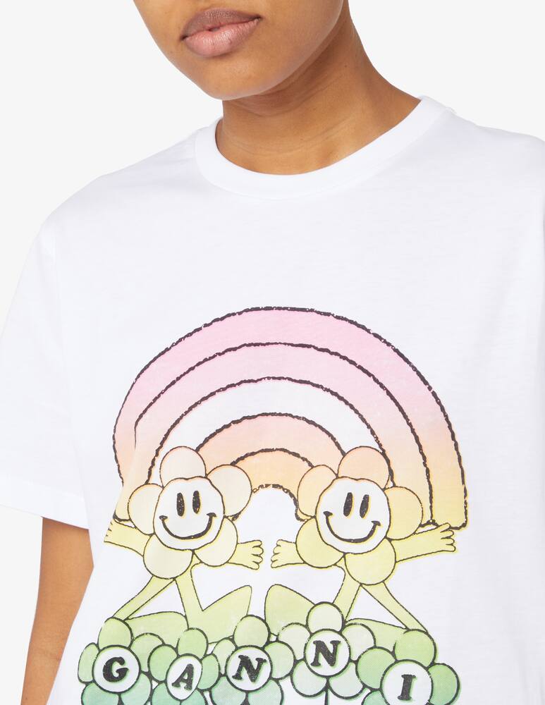 rinascente Ganni T-shirt logo fiore arcobaleno