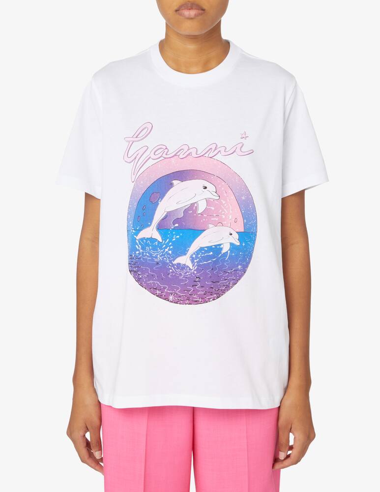 Ganni T-shirt logo delfino - Bianco - immagine 1 Ganni T-shirt logo delfino - Bianco - immagine 1