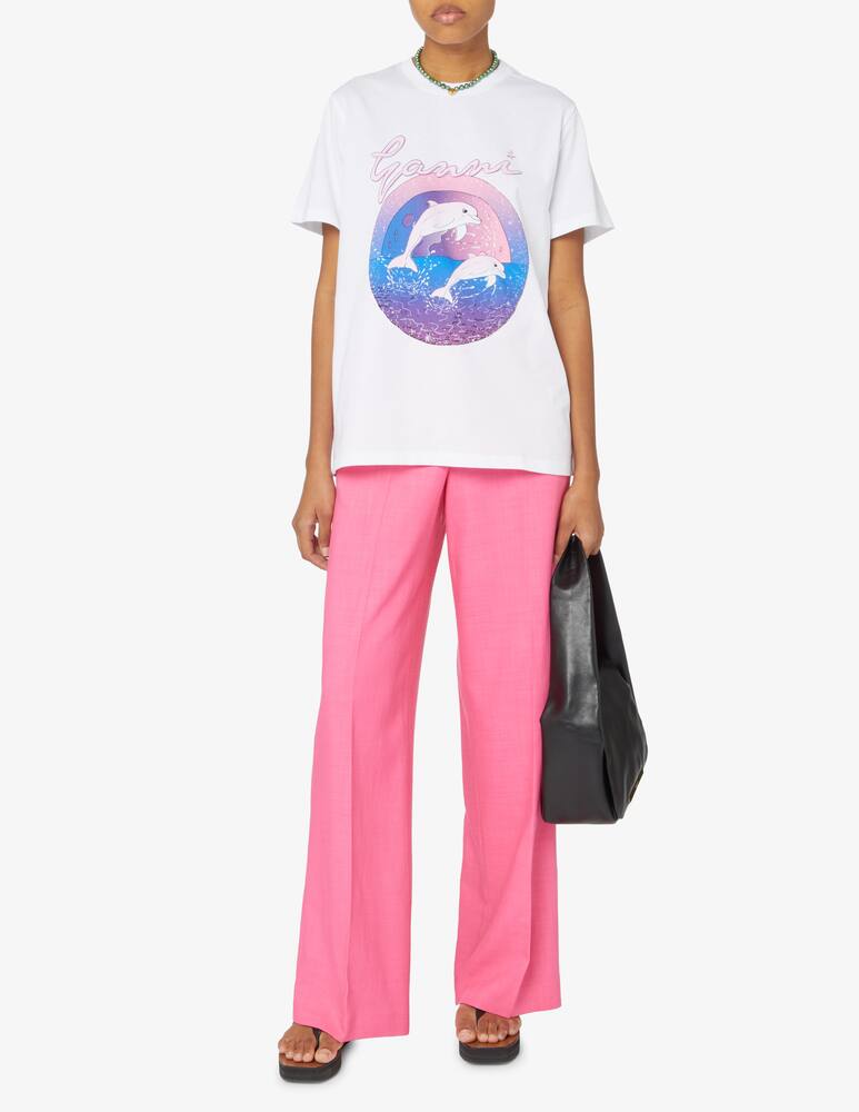 rinascente Ganni T-shirt logo dolphin - White