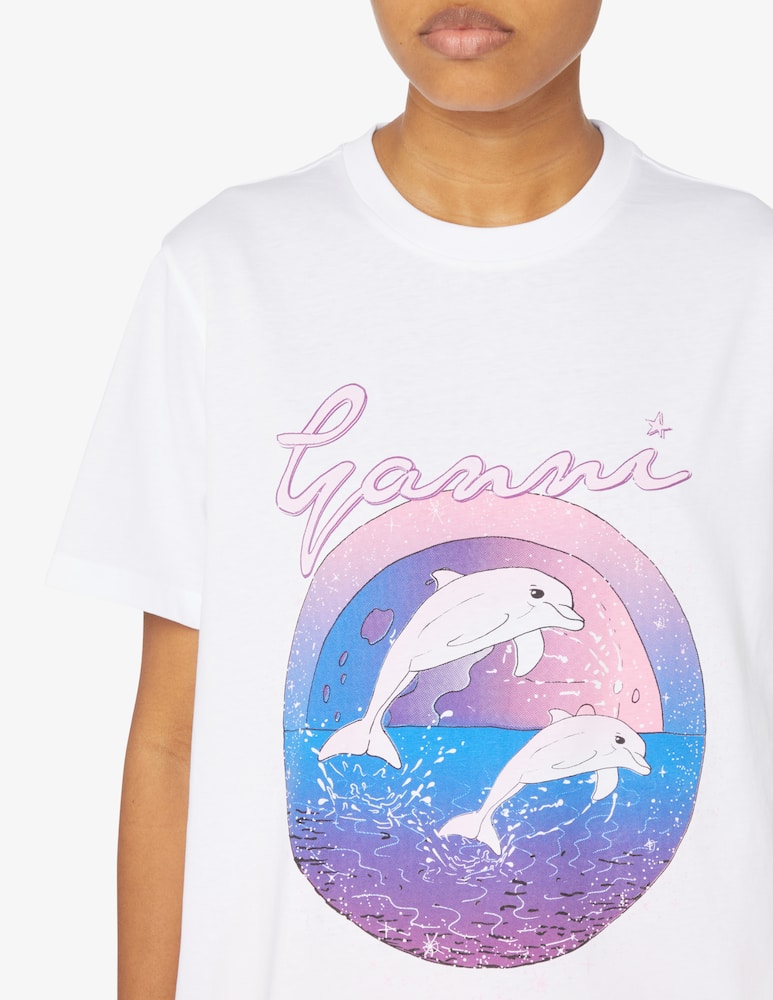 rinascente Ganni T-shirt logo dolphin - White
