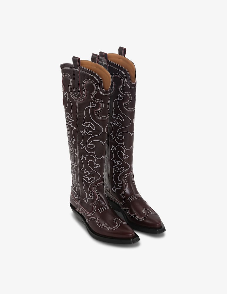 rinascente Ganni Leather cowboy boots