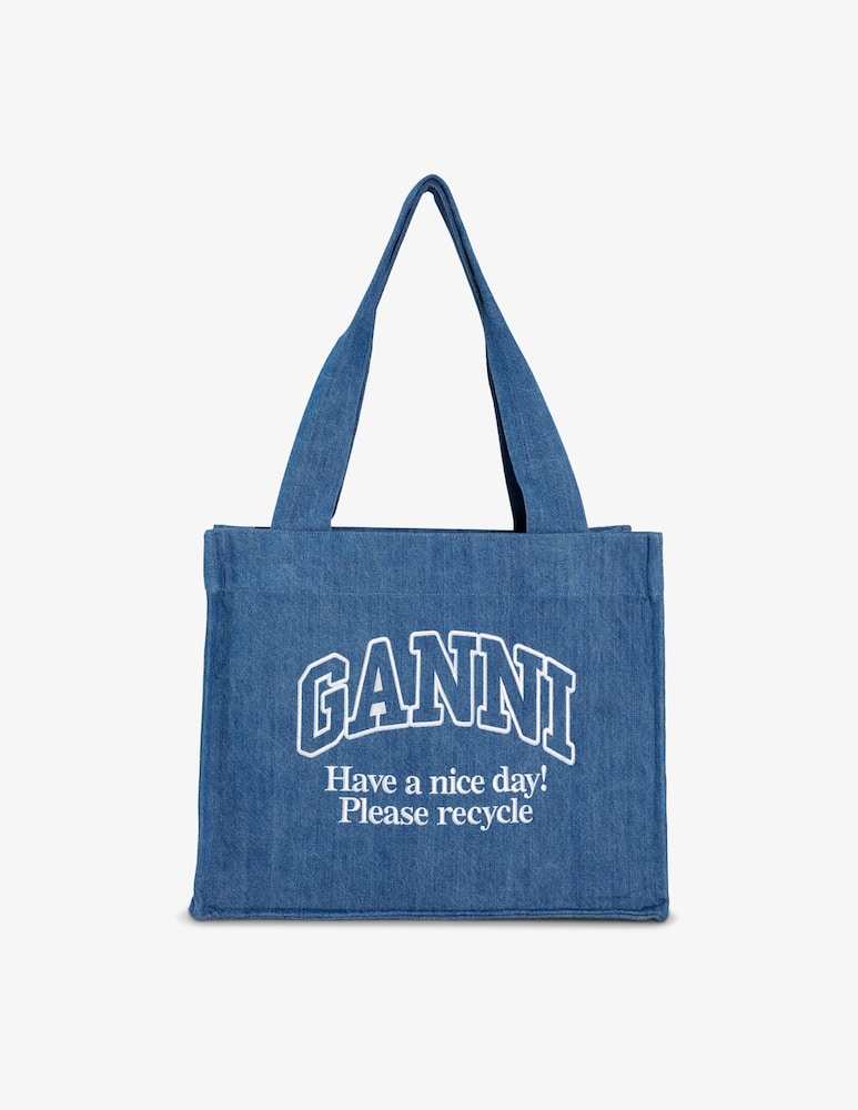 rinascente Ganni Denim shopper bag