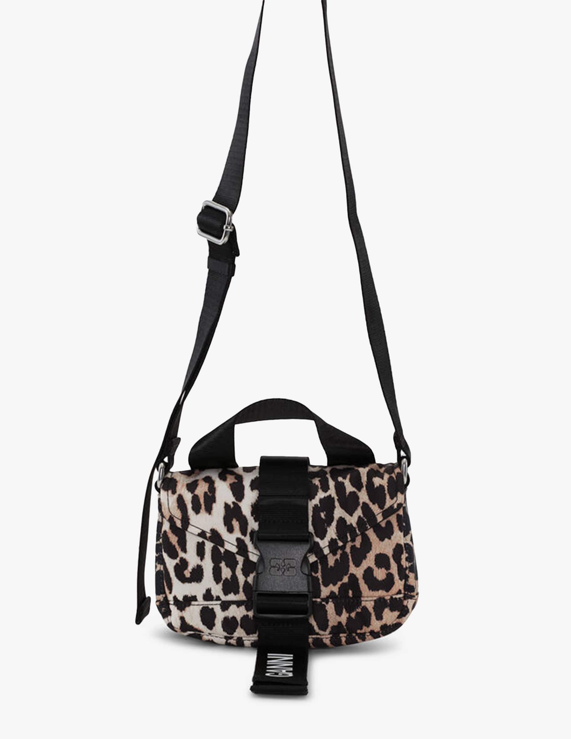 Shop Ganni Leopard Tech Mini Satchel bag on Rinascente