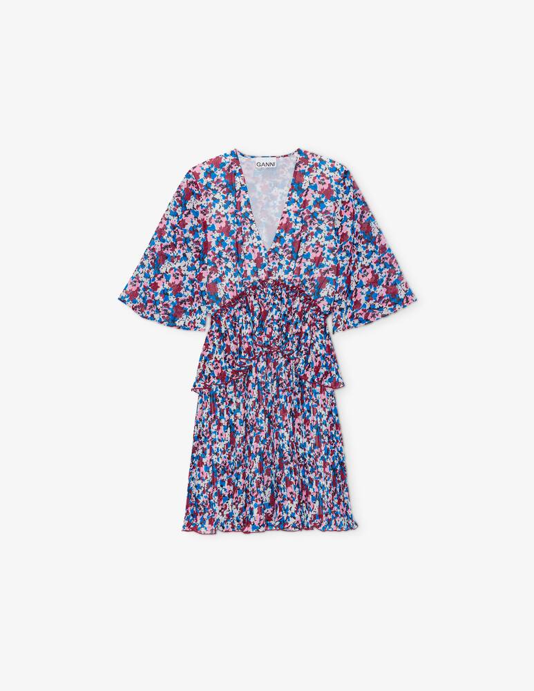 rinascente Ganni Pleated v-neck flounce mini dress