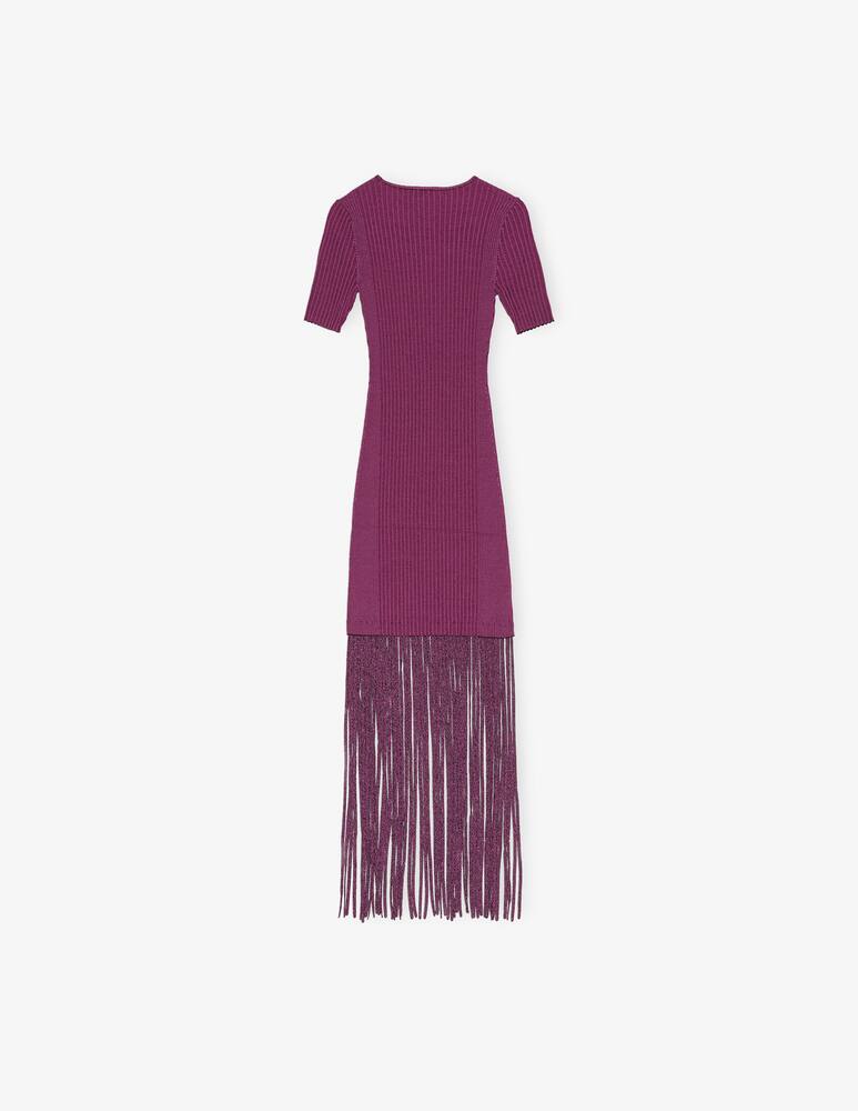 rinascente Ganni Knitted mini dress with fringes