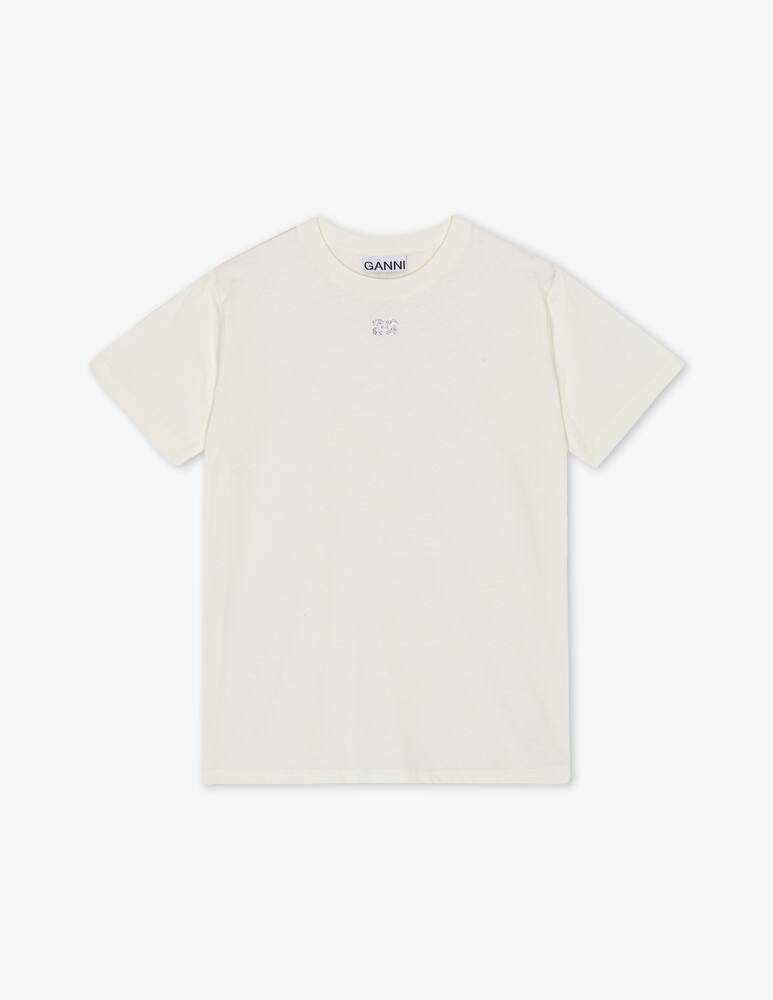 Ganni T-shirt basic in jersey con strass - immagine 1 Ganni T-shirt basic in jersey con strass - immagine 1
