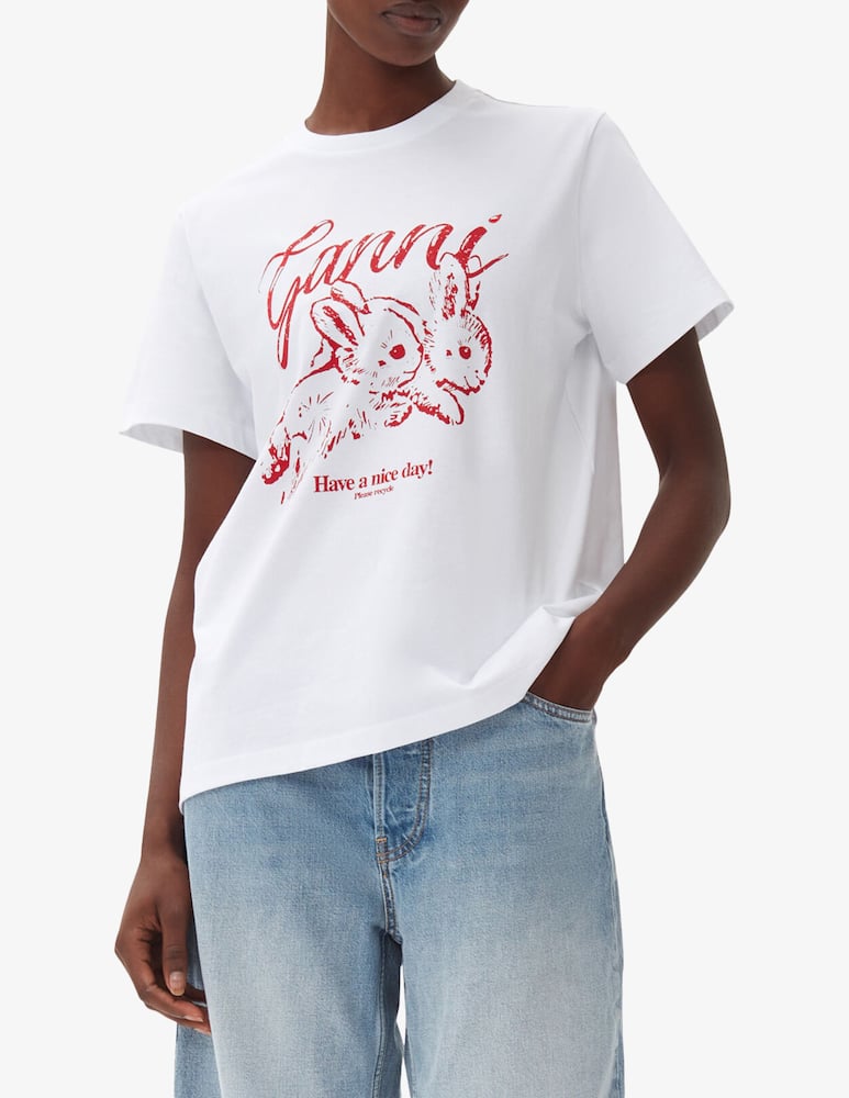 rinascente Ganni Bunnies print t-shirt