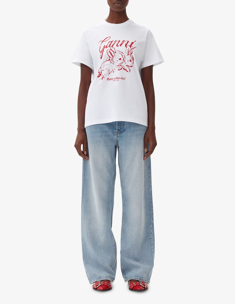 rinascente Ganni Bunnies print t-shirt