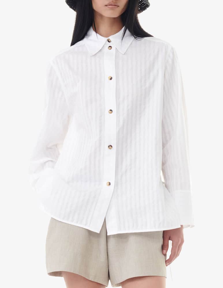 Ganni Camicia oversize a righe tono su tono - immagine 1 Ganni Camicia oversize a righe tono su tono - immagine 1