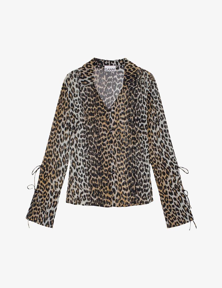 rinascente Ganni Camicia slim in chiffon stampato