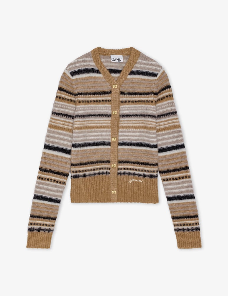 Ganni Cardigan a righe in morbida lana - immagine 1 Ganni Cardigan a righe in morbida lana - immagine 1