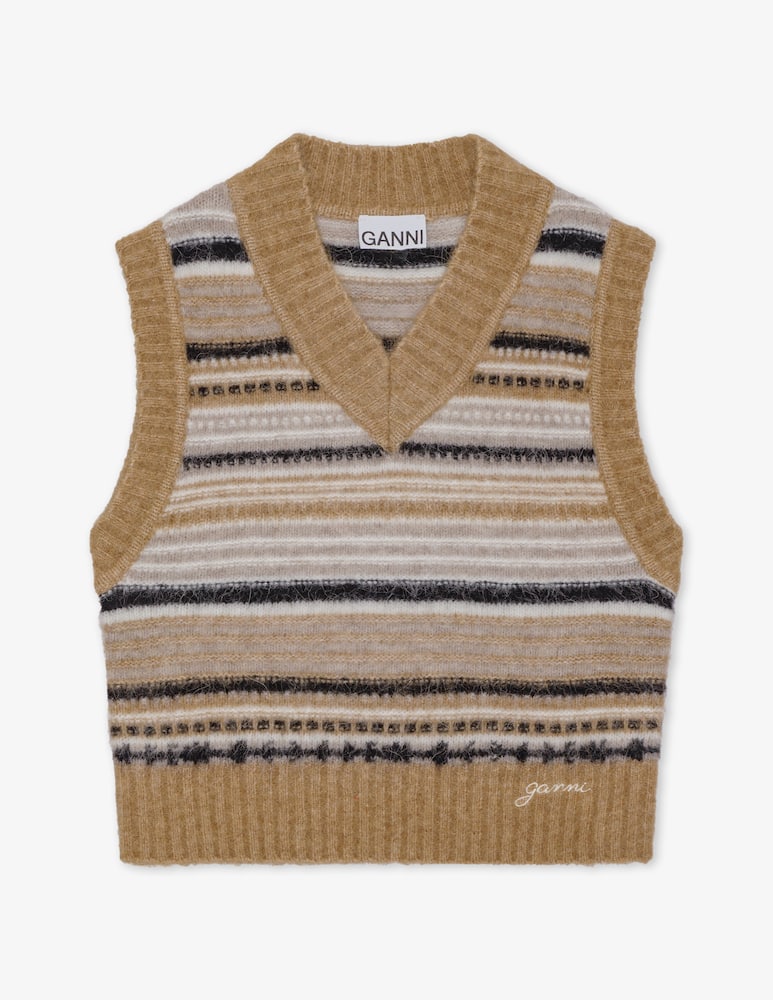 Ganni Gilet in morbida lana a righe - immagine 1 Ganni Gilet in morbida lana a righe - immagine 1