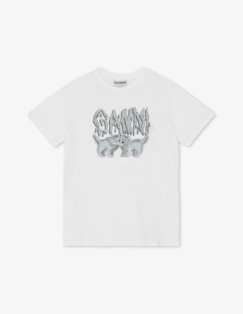 Ganni T-shirt basic in jersey Love Cats - immagine 1 Ganni T-shirt basic in jersey Love Cats - immagine 1