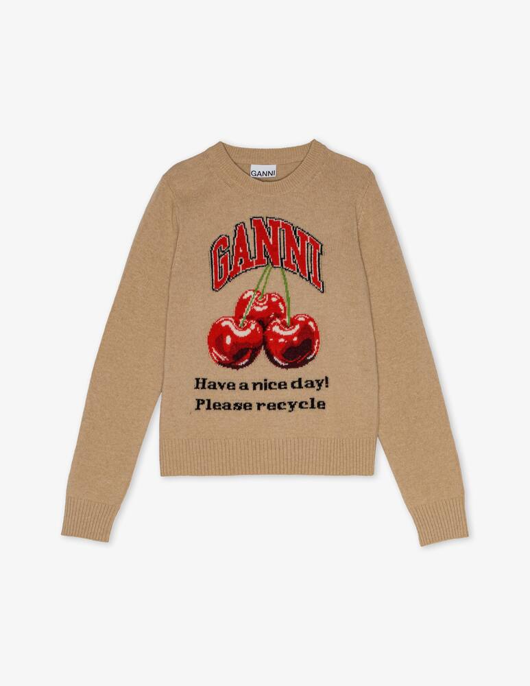 Ganni Graphic wool mix cherry crewneck - picture 1 Ganni Graphic wool mix cherry crewneck - picture 1