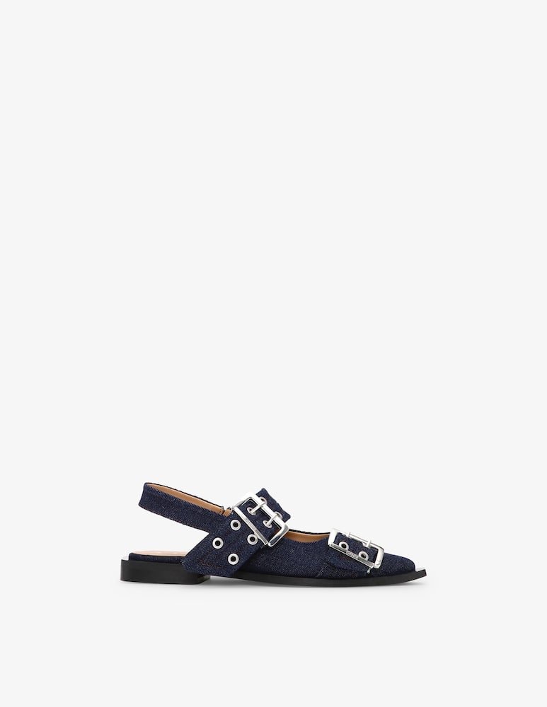 Ganni Slingback buckle denim flats - picture 1 Ganni Slingback buckle denim flats - picture 1