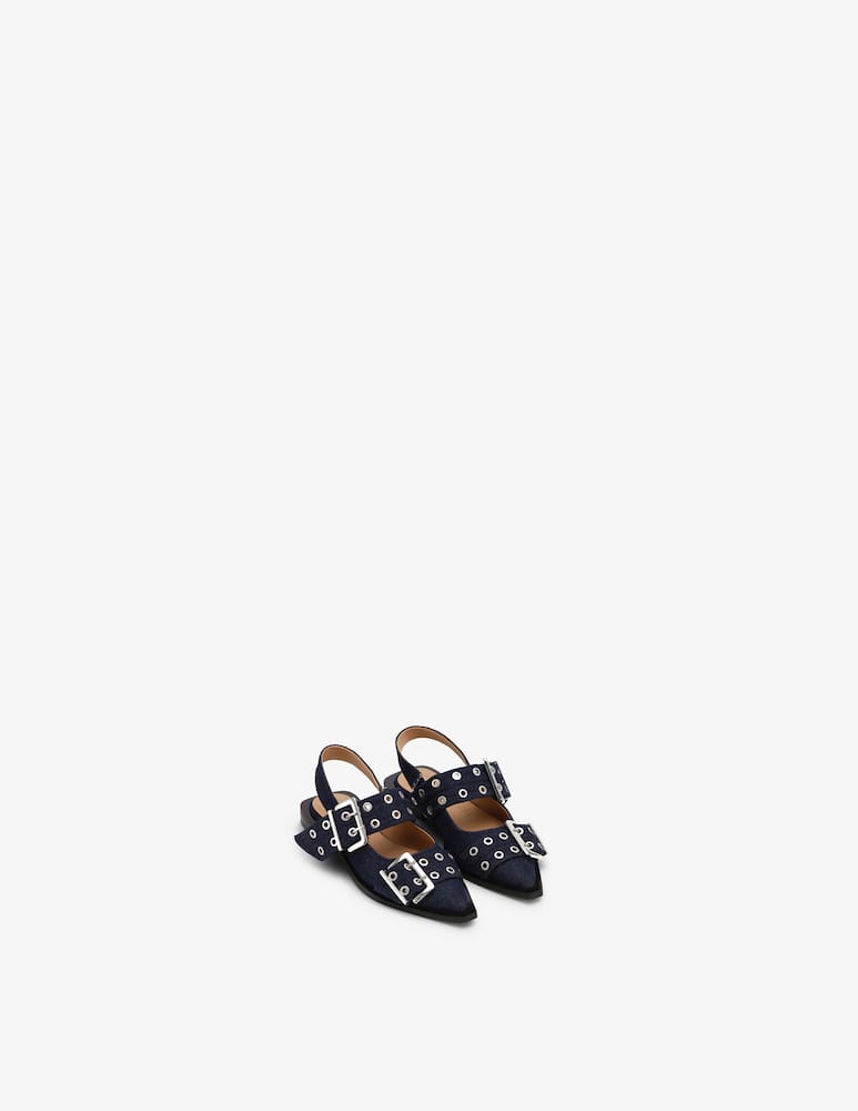 Ganni Slingback buckle denim flats - picture 2 Ganni Slingback buckle denim flats - picture 2