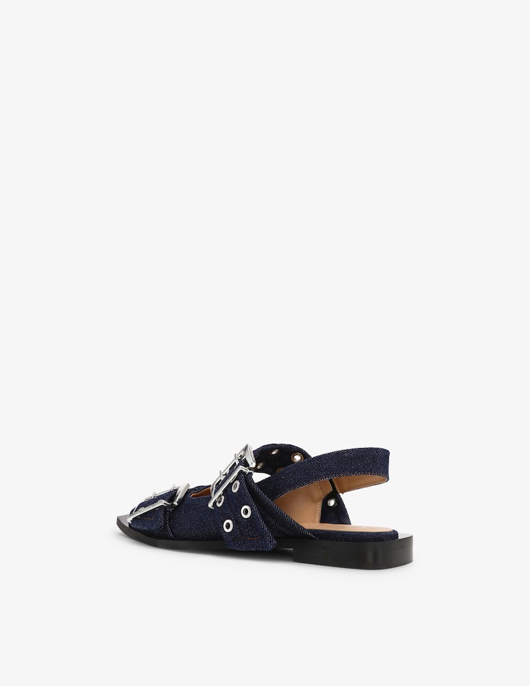 rinascente Ganni Slingback con fibbia in denim