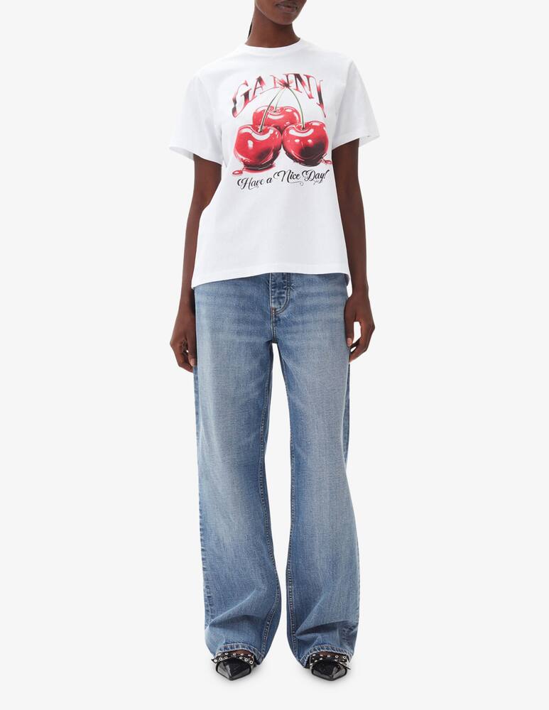 rinascente Ganni Basic jersey cherry relaxed t-shirt