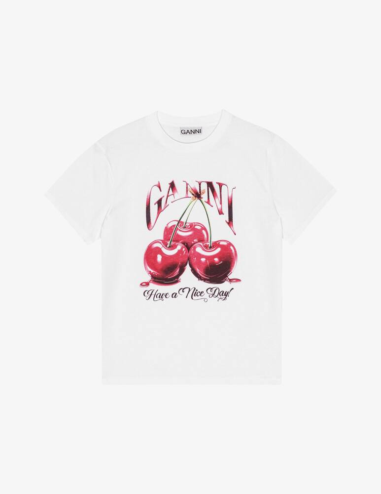 rinascente Ganni Basic jersey cherry relaxed t-shirt