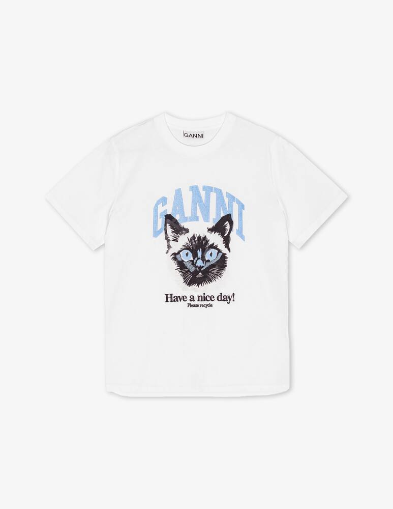 Ganni T-shirt basic in jersey Cat - immagine 1 Ganni T-shirt basic in jersey Cat - immagine 1