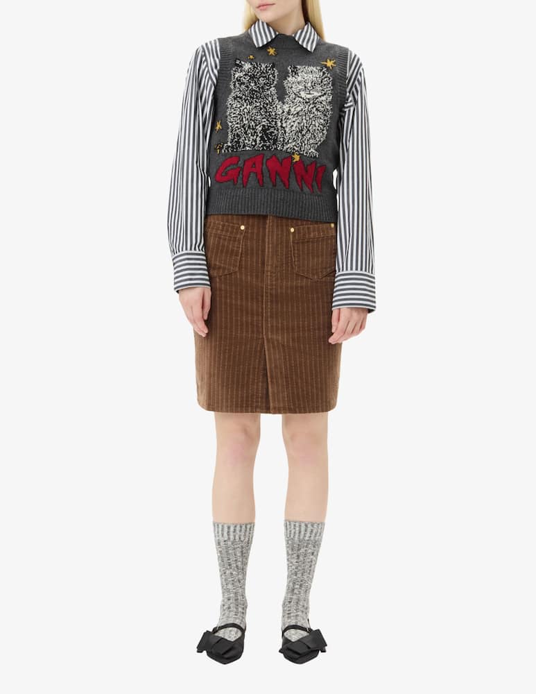 rinascente Ganni Gilet grafico in lana con gatti