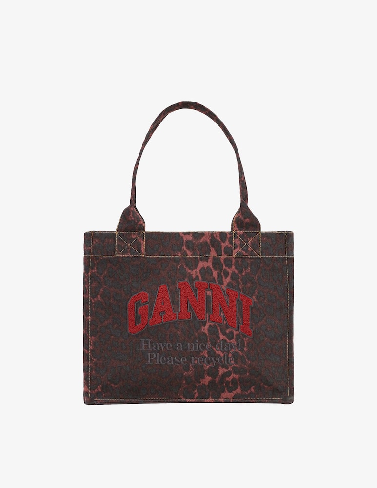 rinascente Ganni Leopard easy shopper bag