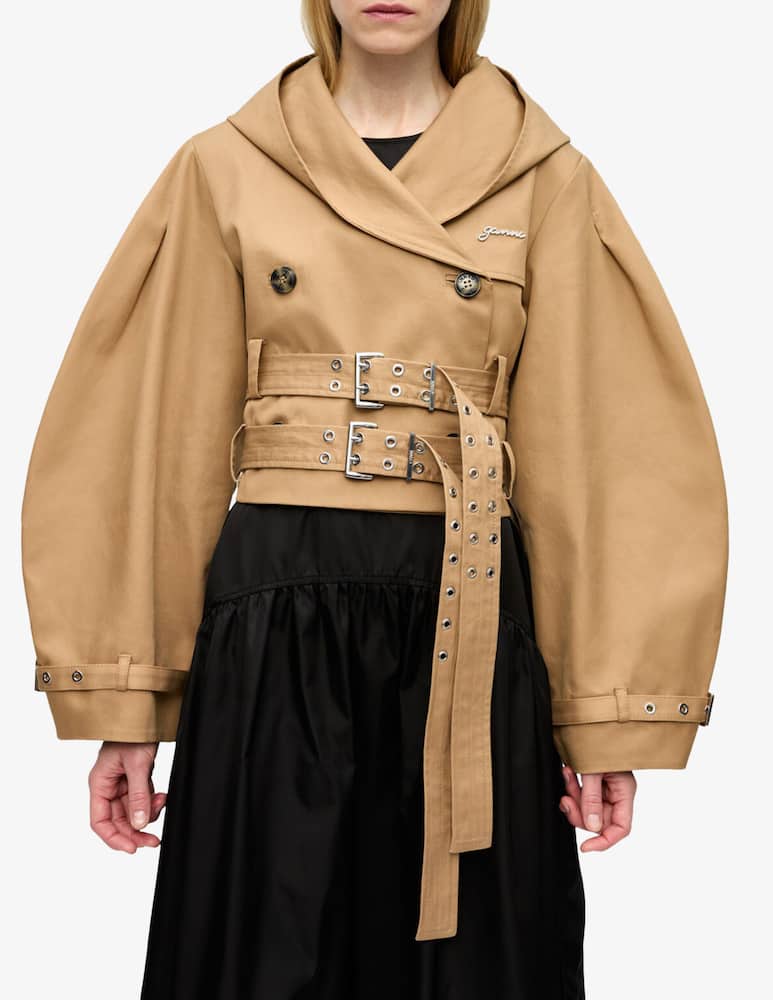 rinascente Ganni Bonded cotton short trench-coat