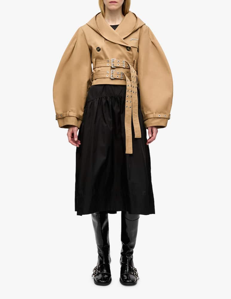 rinascente Ganni Bonded cotton short trench-coat