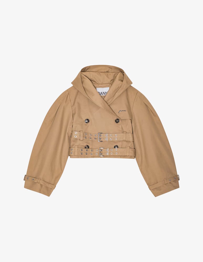 rinascente Ganni Bonded cotton short trench-coat
