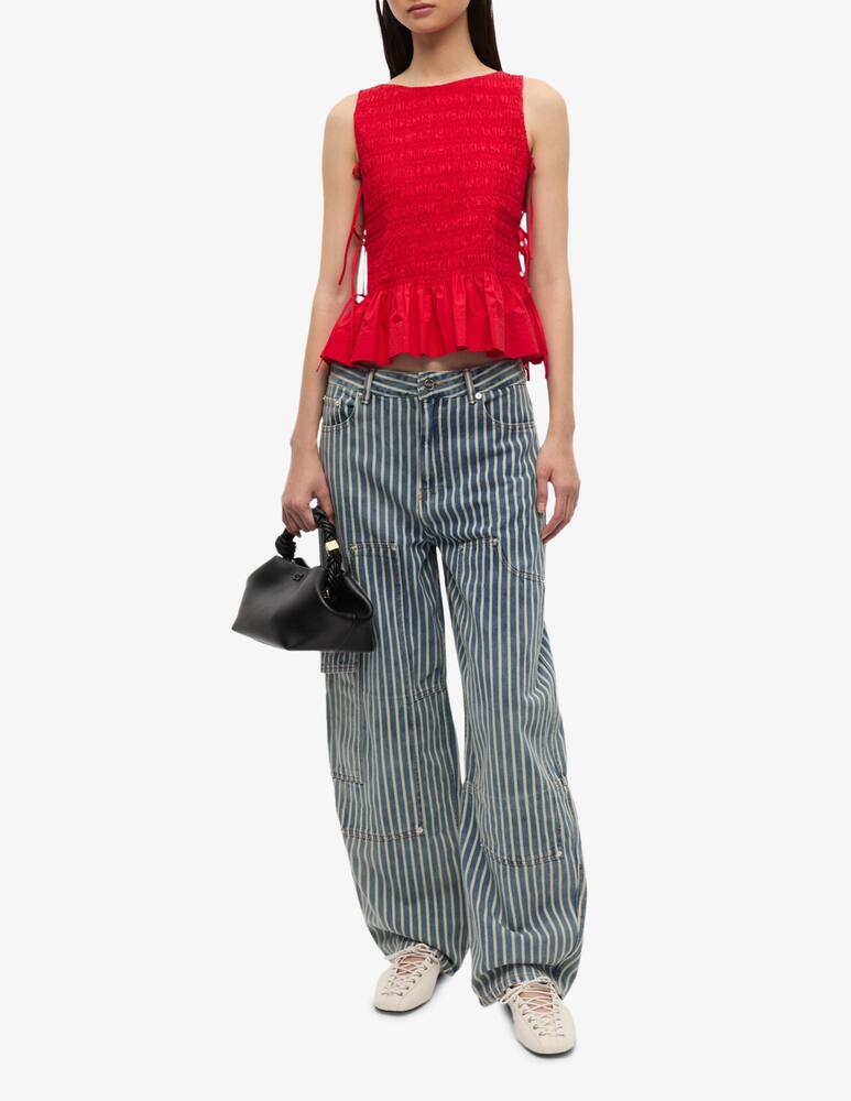 rinascente Ganni Poplin smock tie string top