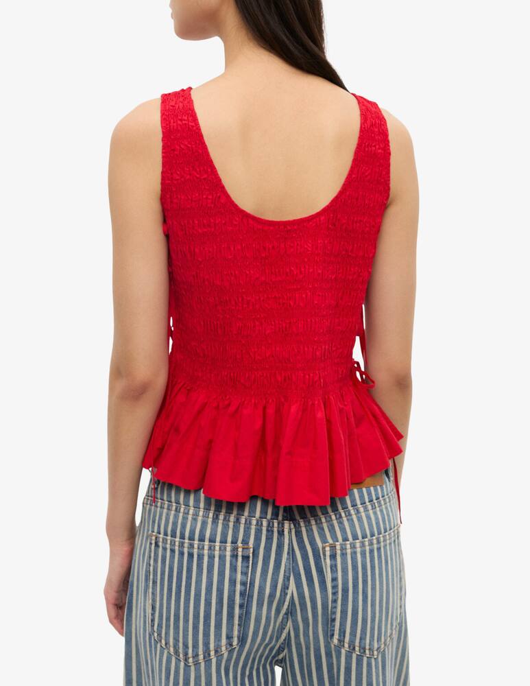 rinascente Ganni Poplin smock tie string top