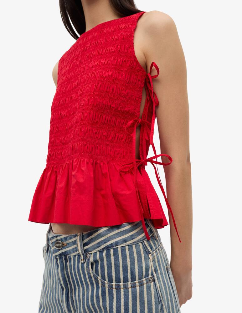 rinascente Ganni Poplin smock tie string top