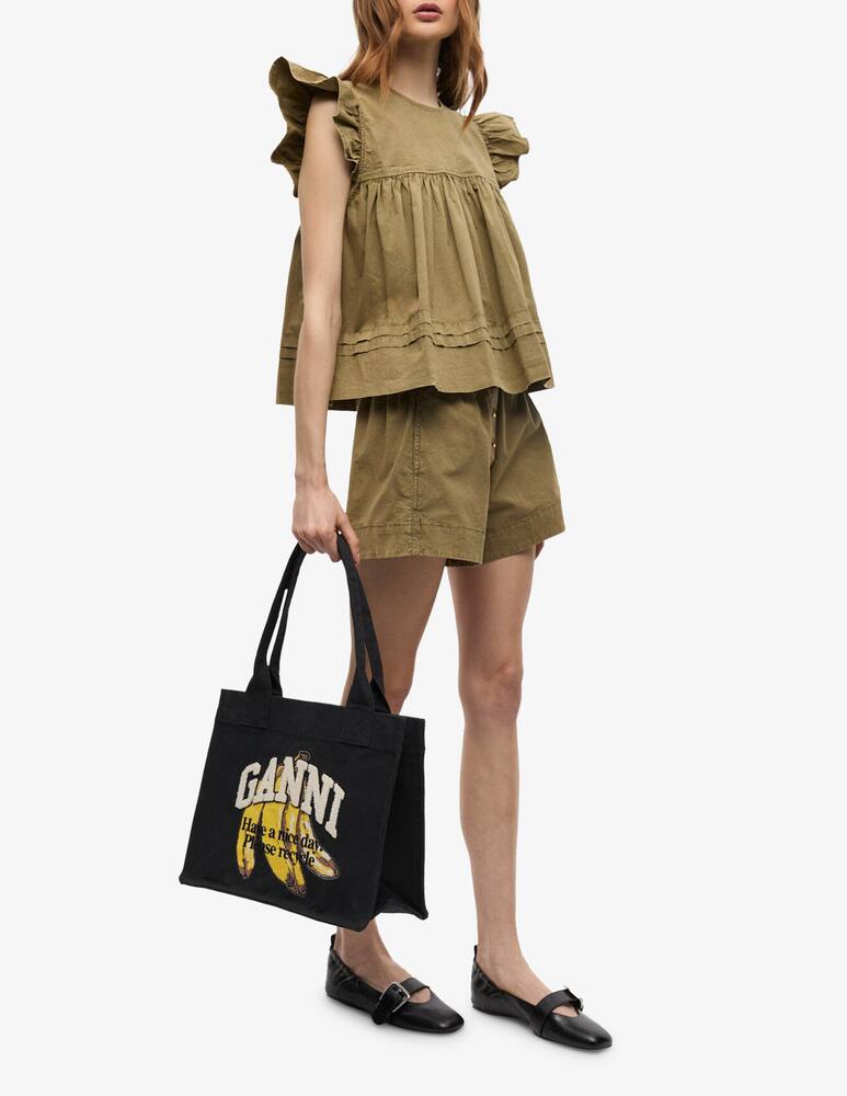 rinascente Ganni Large banana print shopper bag