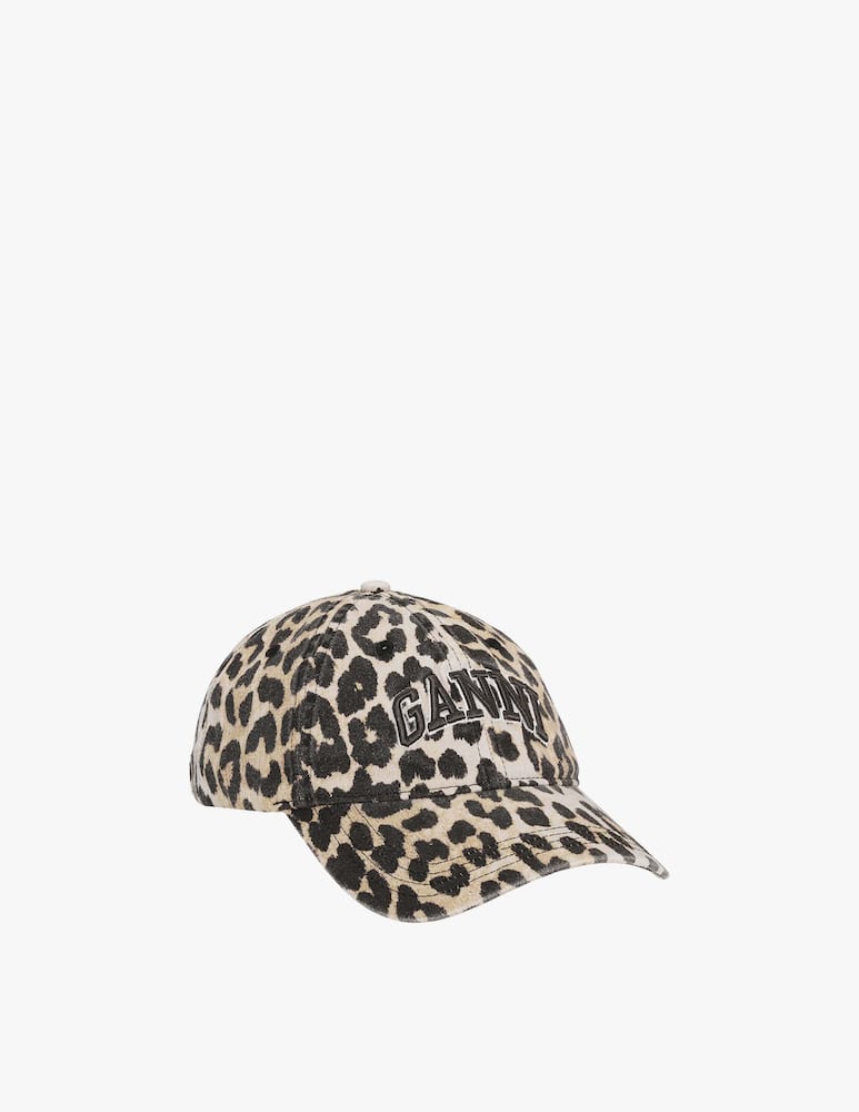 rinascente Ganni Washed cotton leopard cap