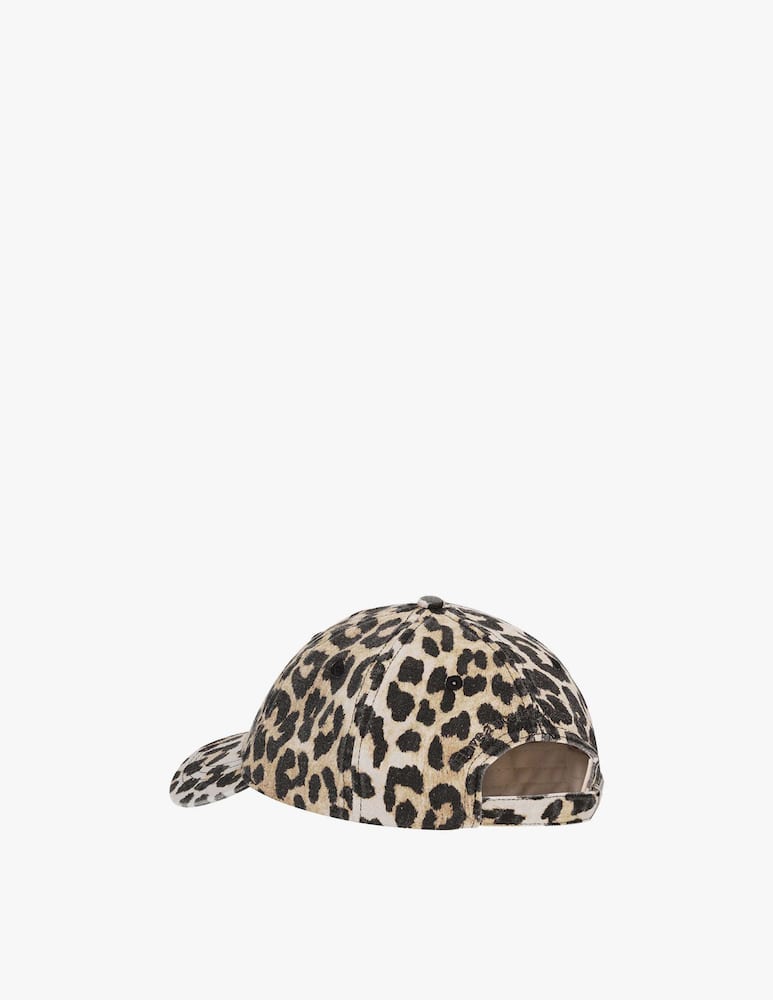 rinascente Ganni Washed cotton leopard cap
