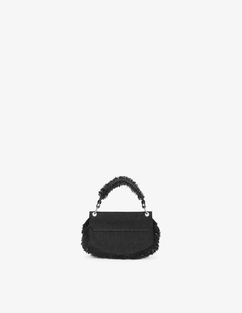 rinascente Ganni Denim raw edge top handle mini bag