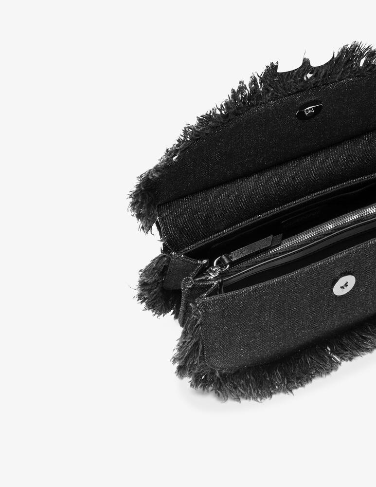 rinascente Ganni Denim raw edge top handle mini bag