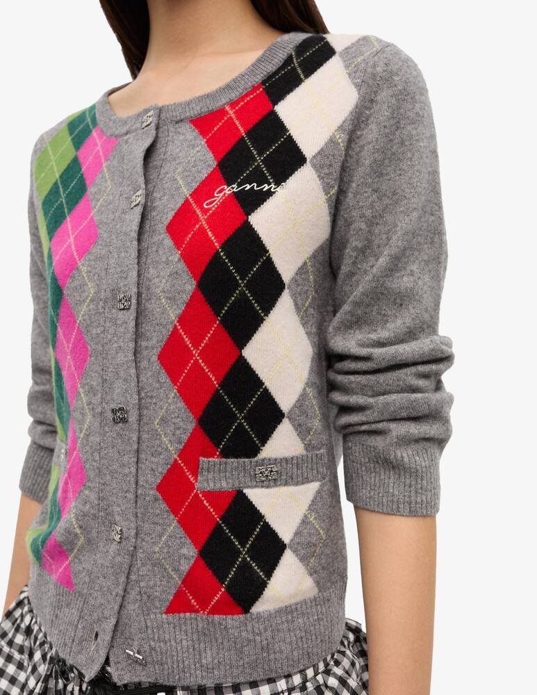 rinascente Ganni Argyle wool mix cardigan