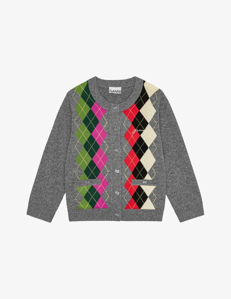 rinascente Ganni Argyle wool mix cardigan