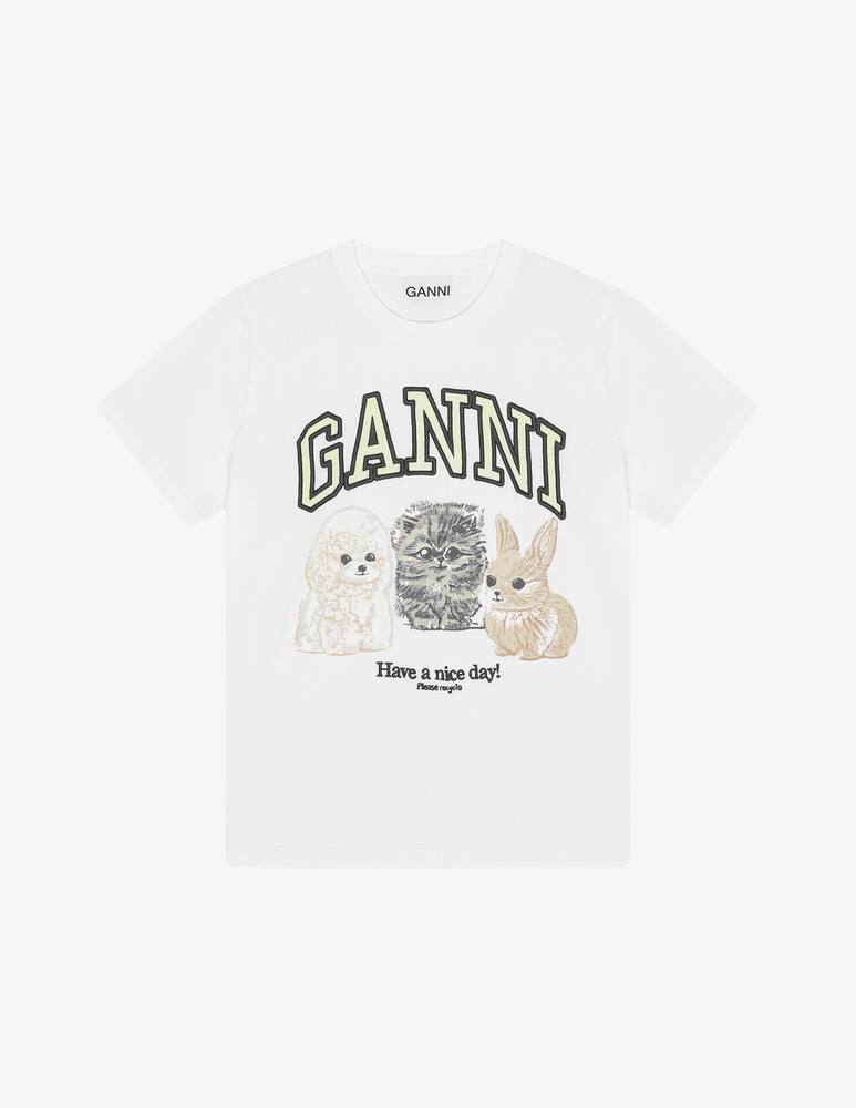 Ganni T-shirt in cotone con logo - immagine 1 Ganni T-shirt in cotone con logo - immagine 1