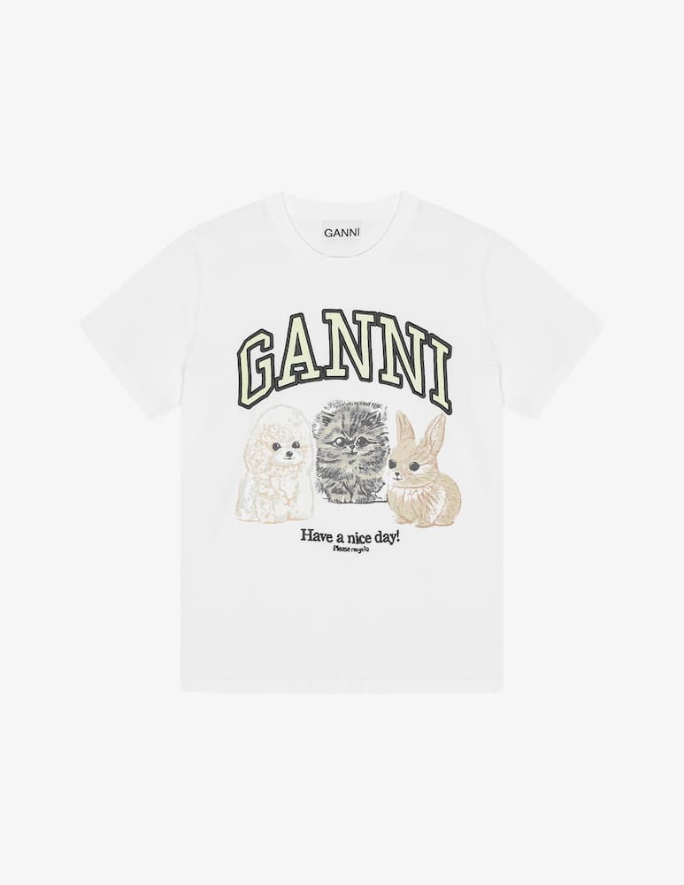 rinascente Ganni T-shirt in cotone con logo