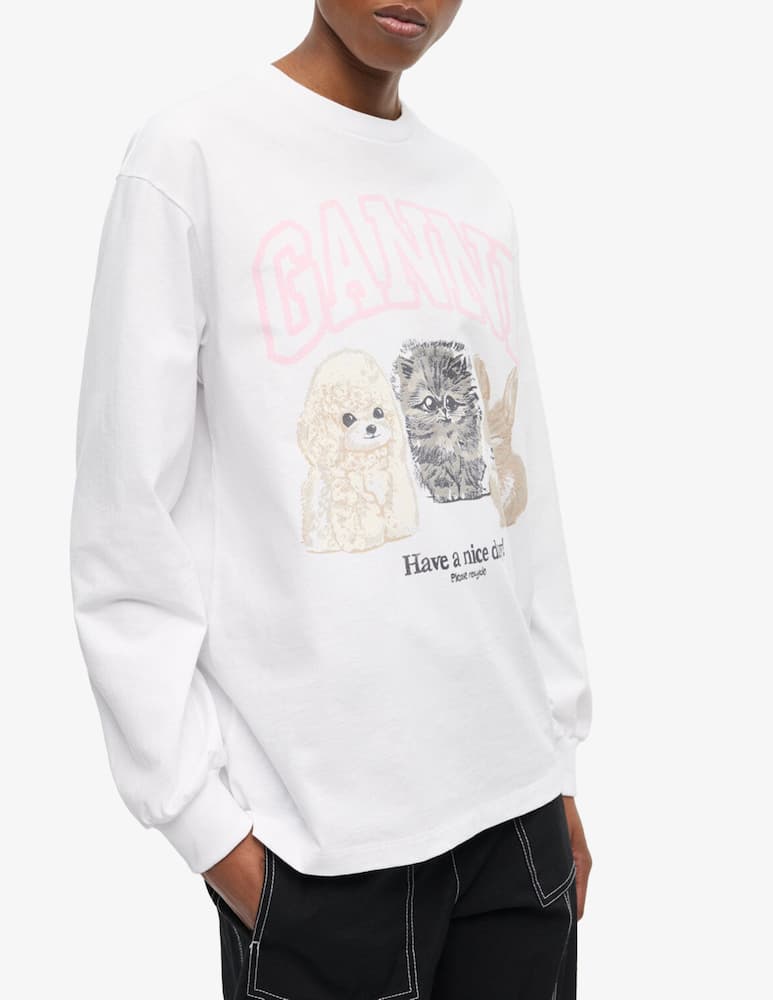 rinascente Ganni Maglia a maniche lunghe con logo