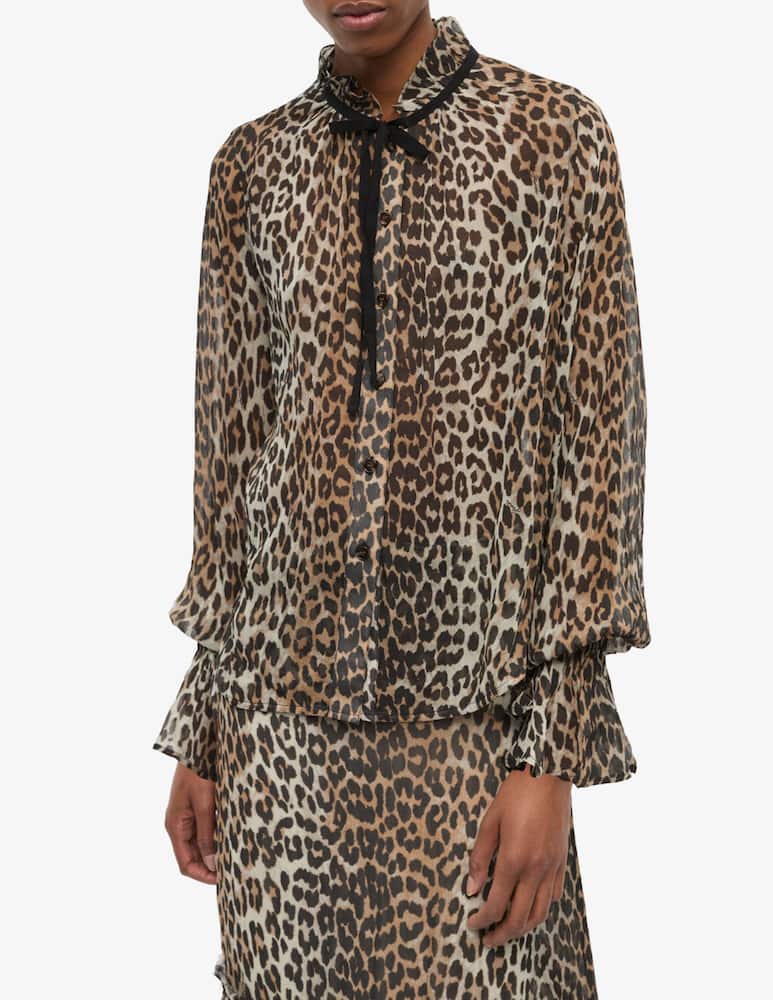 rinascente Ganni Leopard print chiffon blouse